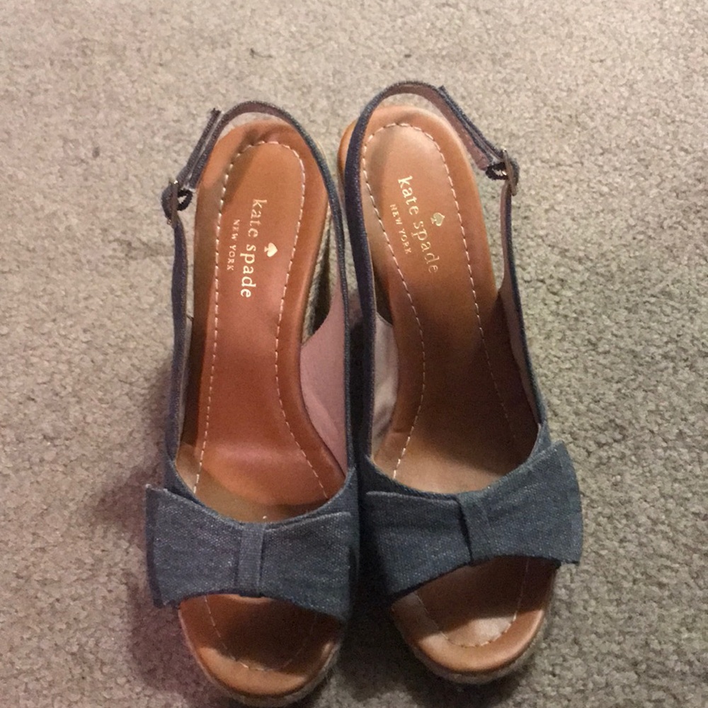 Kate Spade jean material platform wedge